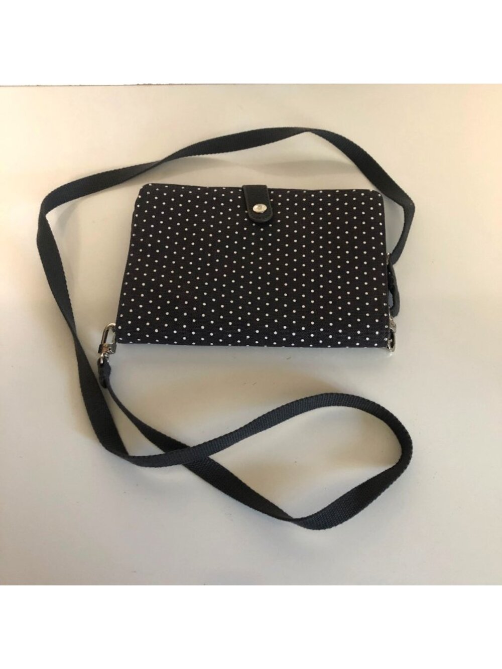Thirty One Gray Polka Dot Crossbody Purse Adjustable Removable Strap